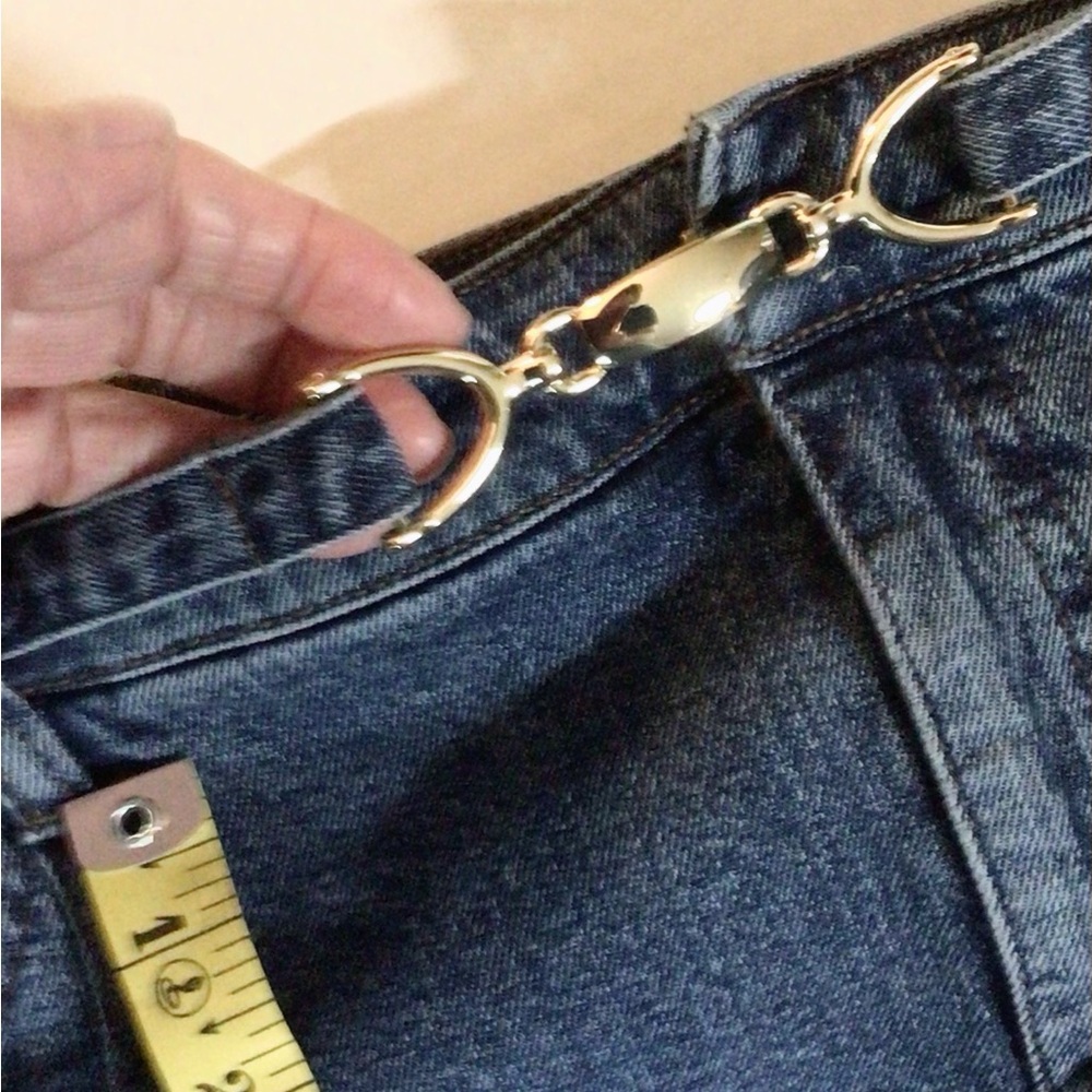 INC NWT International Concepts Med Blue Jeans with Gold Hardware Built in Belt